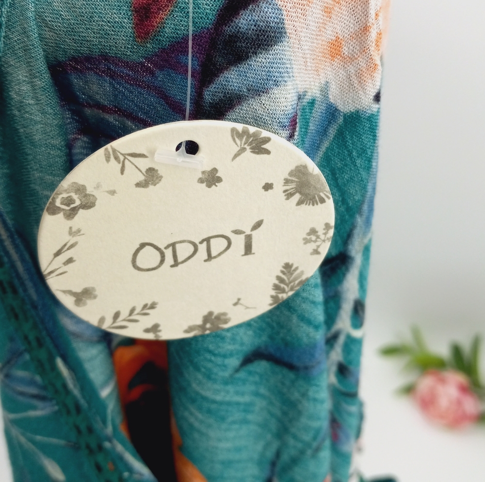 ODDY NWT Boho Tassel Tie Detail Floral Balloon Sleeve Peasant Style Tunic Top 1X - Picture 12 of 15